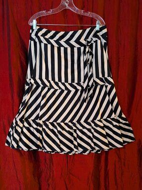 LOFT Cotton Striped Midi Skirt sz 12